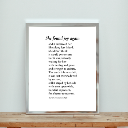She Found Joy - Print (black and white)